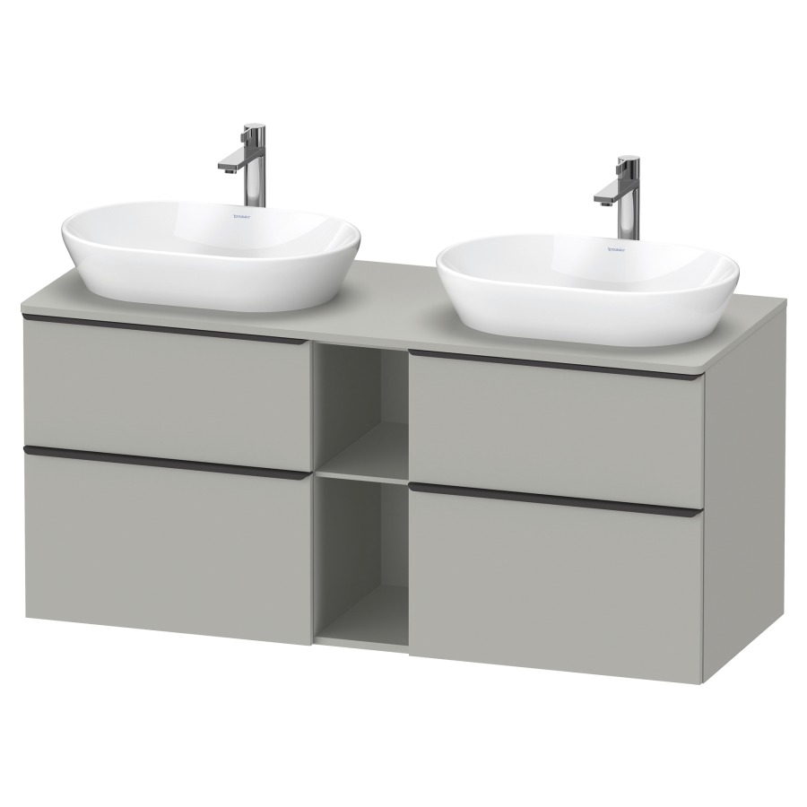 Élément inférieur D-NEO
140,0 x 64,4 x 55,0 cm
2 éléments à chacun 2 tiroirs
pour 2 lavabos à poser
avec plaque de recouvrement
poignée: noir diamant