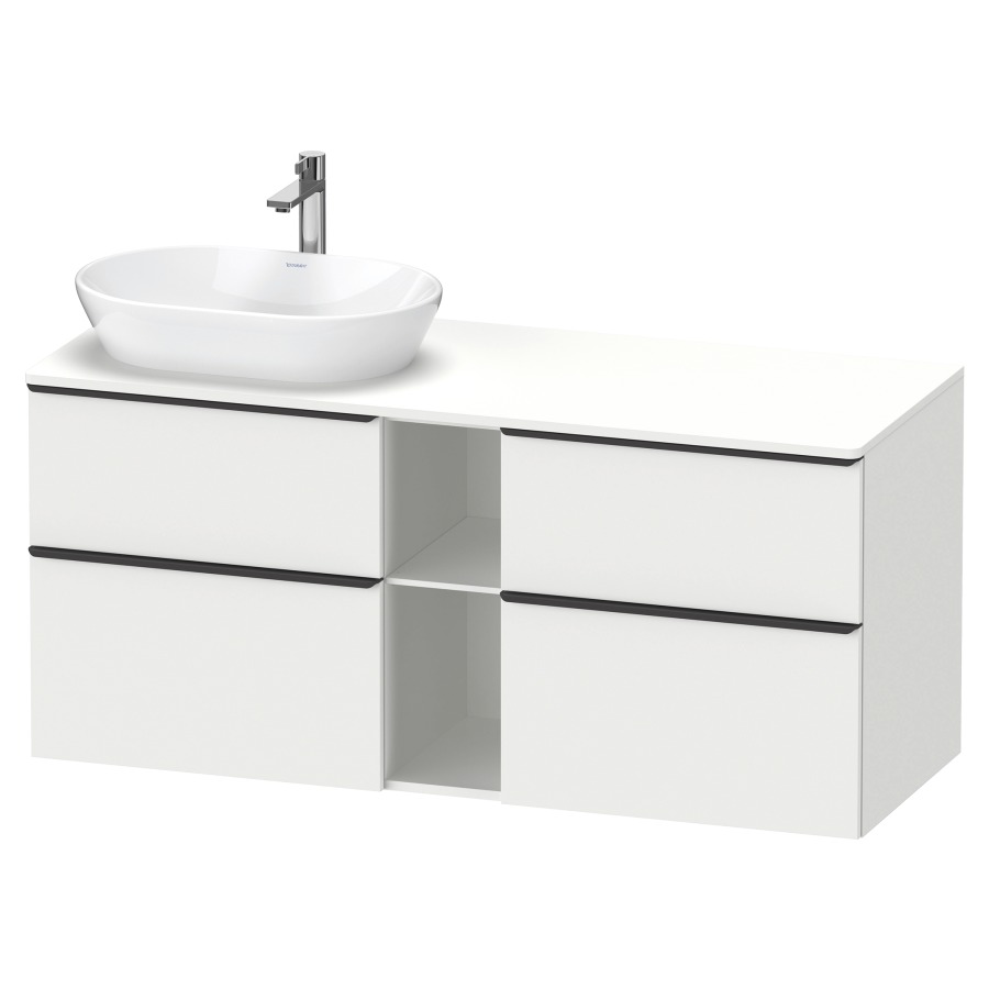 Élément inférieur D-NEO
140,0 x 64,4 x 55,0 cm
2 éléments à chacun 2 tiroirs
pour lavabo à poser à gauche
avec plaque de recouvrement
poignée: noir diamant