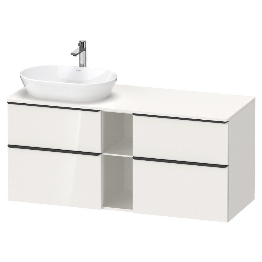 Élément inférieur D-NEO
140,0 x 64,4 x 55,0 cm
2 éléments à chacun 2 tiroirs
pour lavabo à poser à gauche
avec plaque de recouvrement
poignée: noir diamant