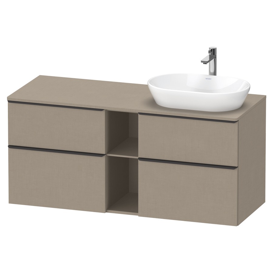 Élément inférieur D-NEO
140,0 x 64,4 x 55,0 cm
2 éléments à chacun 2 tiroirs
pour lavabo à poser à droite
avec plaque de recouvrement
poignée: noir diamant