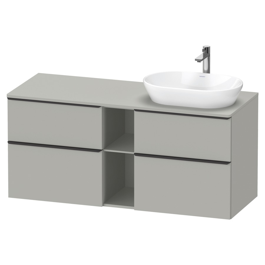 Élément inférieur D-NEO
140,0 x 64,4 x 55,0 cm
2 éléments à chacun 2 tiroirs
pour lavabo à poser à droite
avec plaque de recouvrement
poignée: noir diamant
