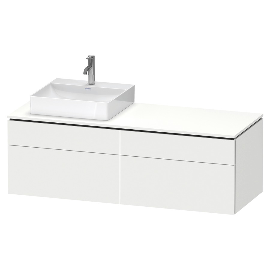Élément inférieur L-CUBE
142,0 x 48,2 x 55,0 cm
suspendu, 2 éléments à chacun
2 tiroirs, pour lavabo
à gauche, découpe de siphon
inclus