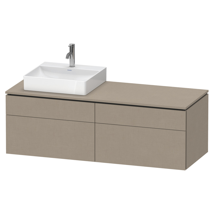 Élément inférieur L-CUBE
142,0 x 48,2 x 55,0 cm
suspendu, 2 éléments à chacun
2 tiroirs, pour lavabo
à gauche, découpe de siphon
inclus