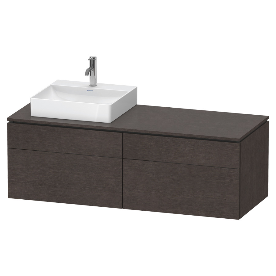 Élément inférieur L-CUBE
142,0 x 48,2 x 55,0 cm
suspendu, 2 éléments à chacun
2 tiroirs, pour lavabo
à gauche, découpe de siphon
inclus