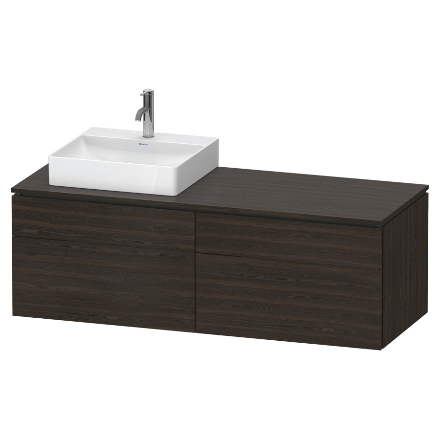 Élément inférieur L-CUBE
142,0 x 48,2 x 55,0 cm
suspendu, 2 éléments à chacun
2 tiroirs, pour lavabo
à gauche, découpe de siphon
inclus