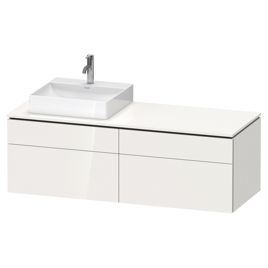 Élément inférieur L-CUBE
142,0 x 48,2 x 55,0 cm
suspendu, 2 éléments à chacun
2 tiroirs, pour lavabo
à gauche, découpe de siphon
inclus