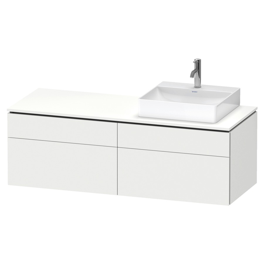 Élément inférieur L-CUBE
142,0 x 48,2 x 55,0 cm
suspendu, 2 éléments à chacun
2 tiroirs, pour lavabo
à droite, découpe de siphon
inclus