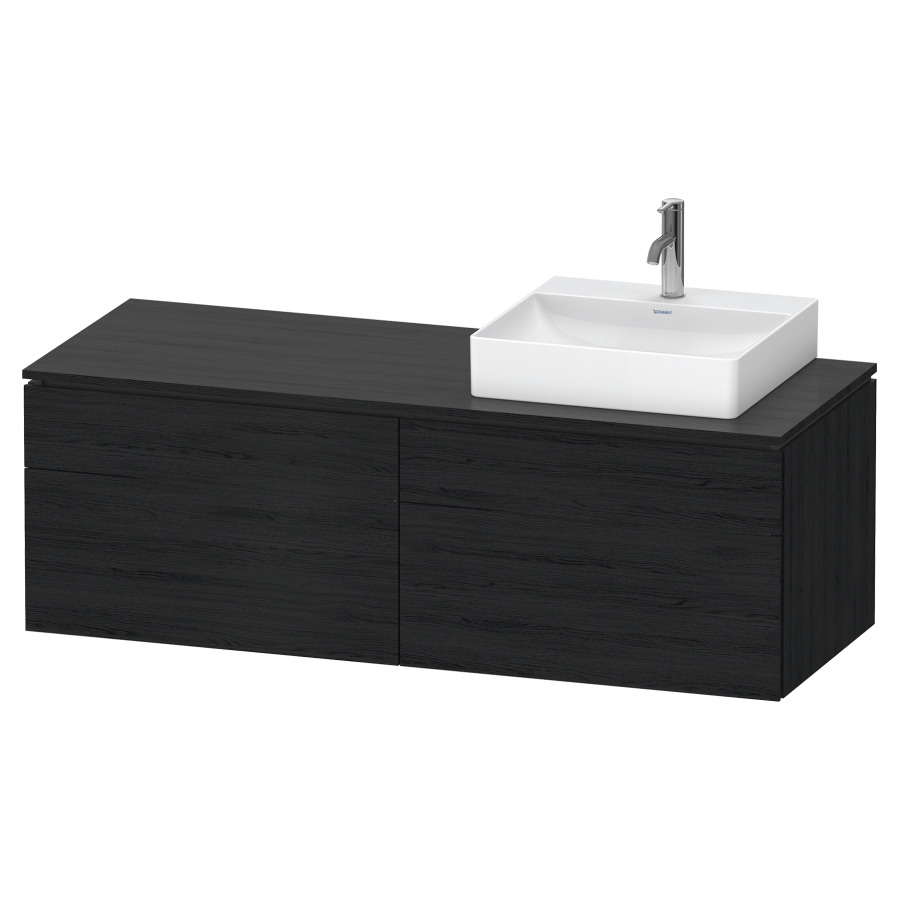 Élément inférieur L-CUBE
142,0 x 48,2 x 55,0 cm
suspendu, 2 éléments à chacun
2 tiroirs, pour lavabo
à droite, découpe de siphon
inclus