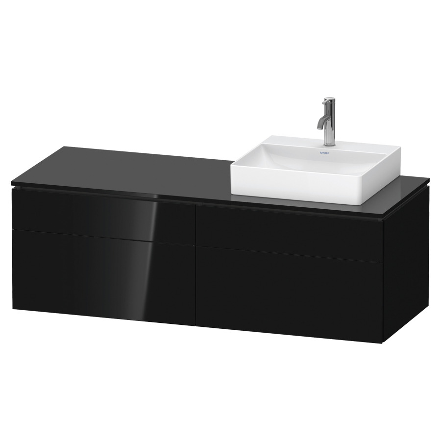 Élément inférieur L-CUBE
142,0 x 48,2 x 55,0 cm
suspendu, 2 éléments à chacun
2 tiroirs, pour lavabo
à droite, découpe de siphon
inclus