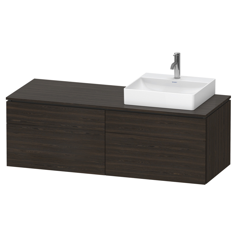 Élément inférieur L-CUBE
142,0 x 48,2 x 55,0 cm
suspendu, 2 éléments à chacun
2 tiroirs, pour lavabo
à droite, découpe de siphon
inclus