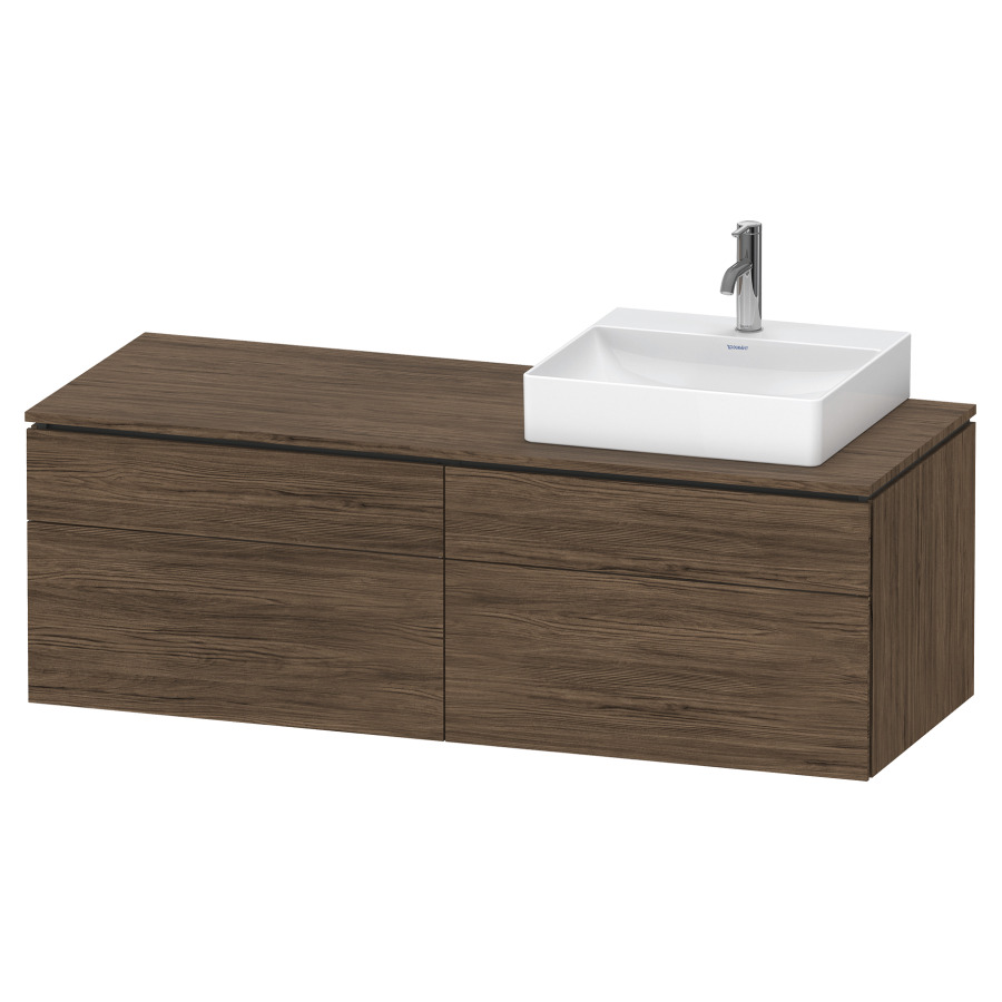 Élément inférieur L-CUBE
142,0 x 48,2 x 55,0 cm
suspendu, 2 éléments à chacun
2 tiroirs, pour lavabo
à droite, découpe de siphon
inclus