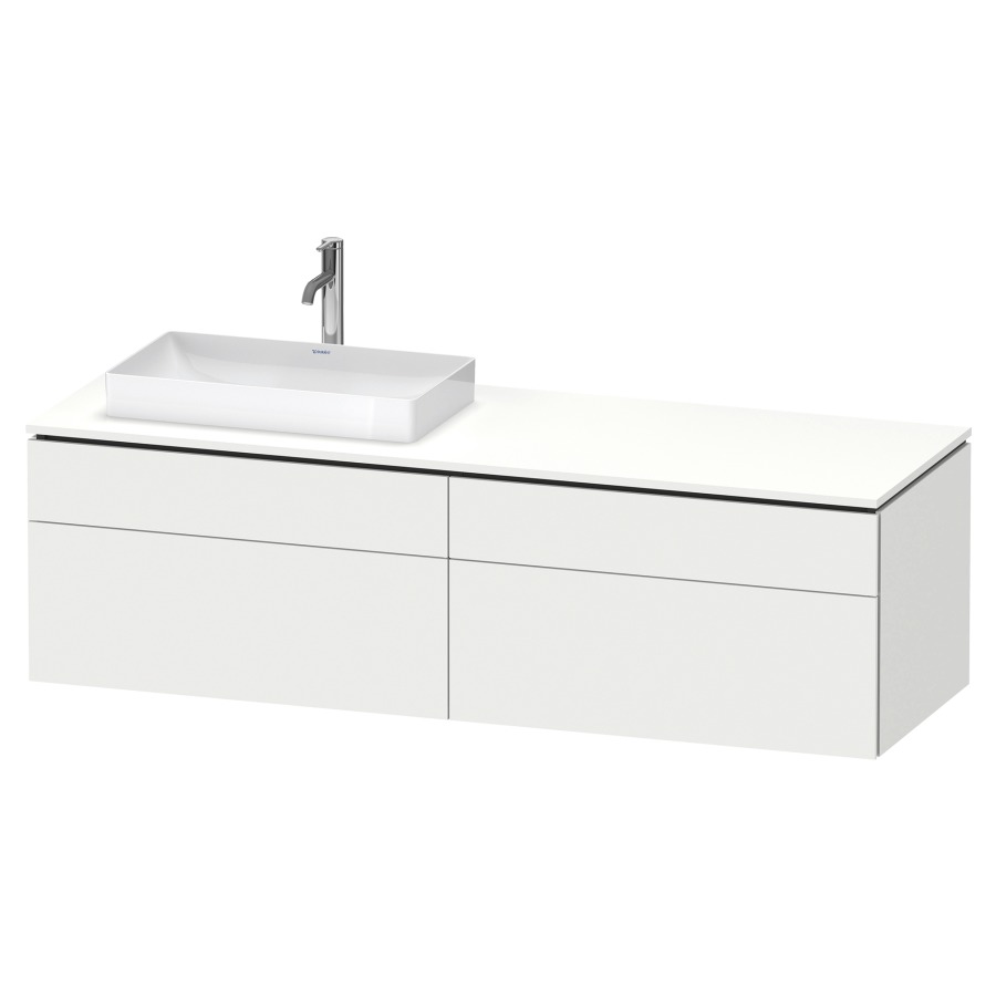 Élément inférieur L-CUBE
162,0 x 48,2 x 55,0 cm
suspendu, 2 éléments à chacun
2 tiroirs, pour lavabo
à gauche, découpe de siphon
inclus