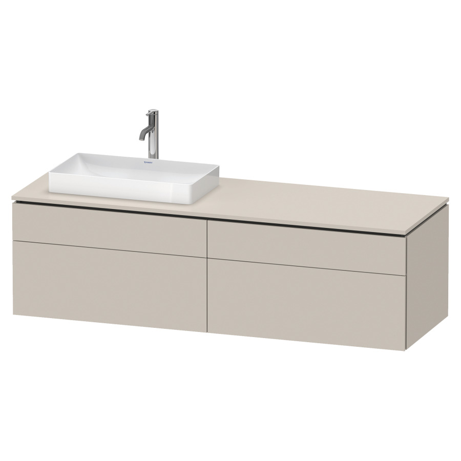 Élément inférieur L-CUBE
162,0 x 48,2 x 55,0 cm
suspendu, 2 éléments à chacun
2 tiroirs, pour lavabo
à gauche, découpe de siphon
inclus
