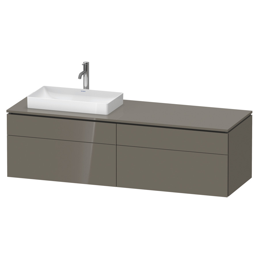 Élément inférieur L-CUBE
162,0 x 48,2 x 55,0 cm
suspendu, 2 éléments à chacun
2 tiroirs, pour lavabo
à gauche, découpe de siphon
inclus