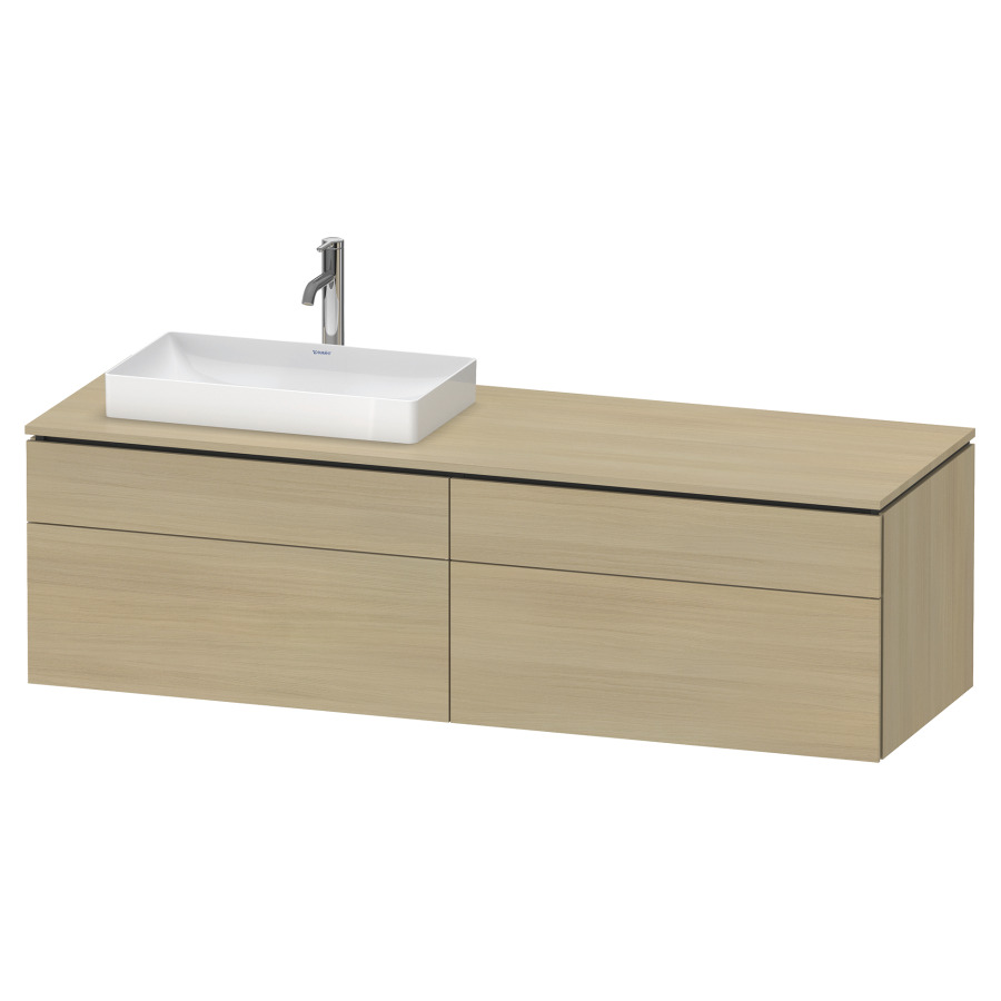 Élément inférieur L-CUBE
162,0 x 48,2 x 55,0 cm
suspendu, 2 éléments à chacun
2 tiroirs, pour lavabo
à gauche, découpe de siphon
inclus