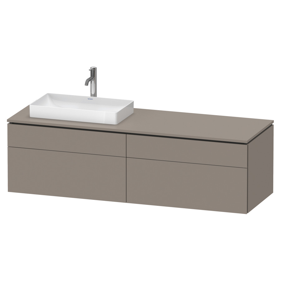 Élément inférieur L-CUBE
162,0 x 48,2 x 55,0 cm
suspendu, 2 éléments à chacun
2 tiroirs, pour lavabo
à gauche, découpe de siphon
inclus