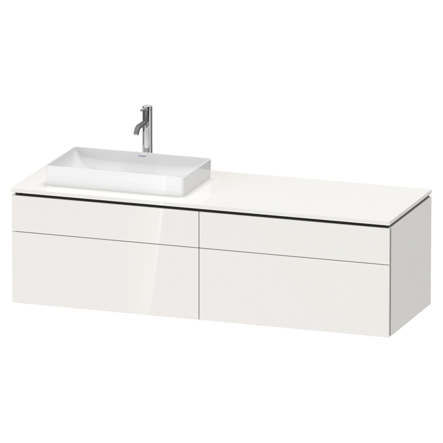 Élément inférieur L-CUBE
162,0 x 48,2 x 55,0 cm
suspendu, 2 éléments à chacun
2 tiroirs, pour lavabo
à gauche, découpe de siphon
inclus