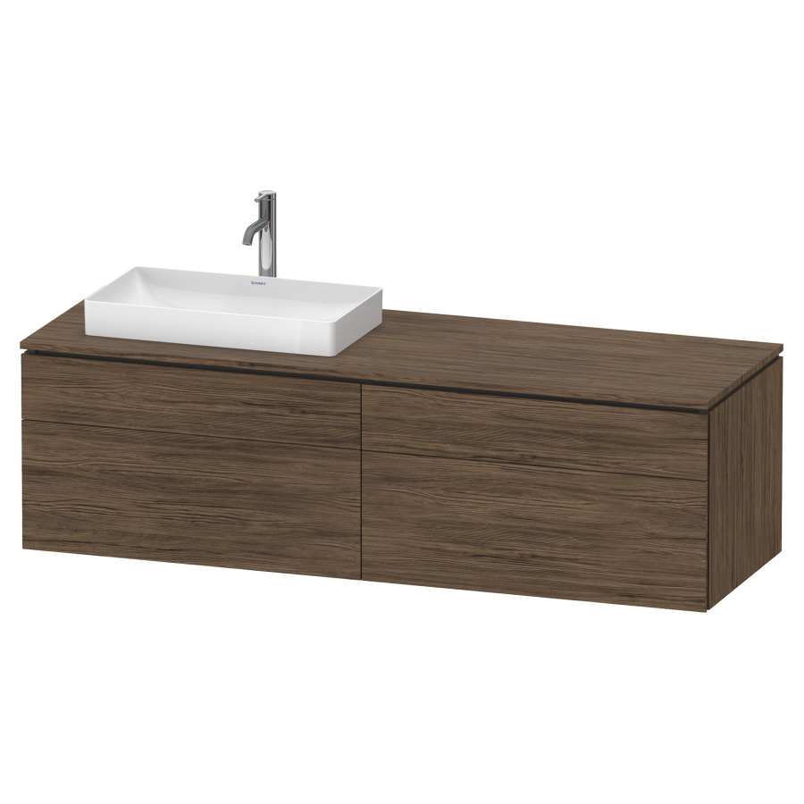 Élément inférieur L-CUBE
162,0 x 48,2 x 55,0 cm
suspendu, 2 éléments à chacun
2 tiroirs, pour lavabo
à gauche, découpe de siphon
inclus