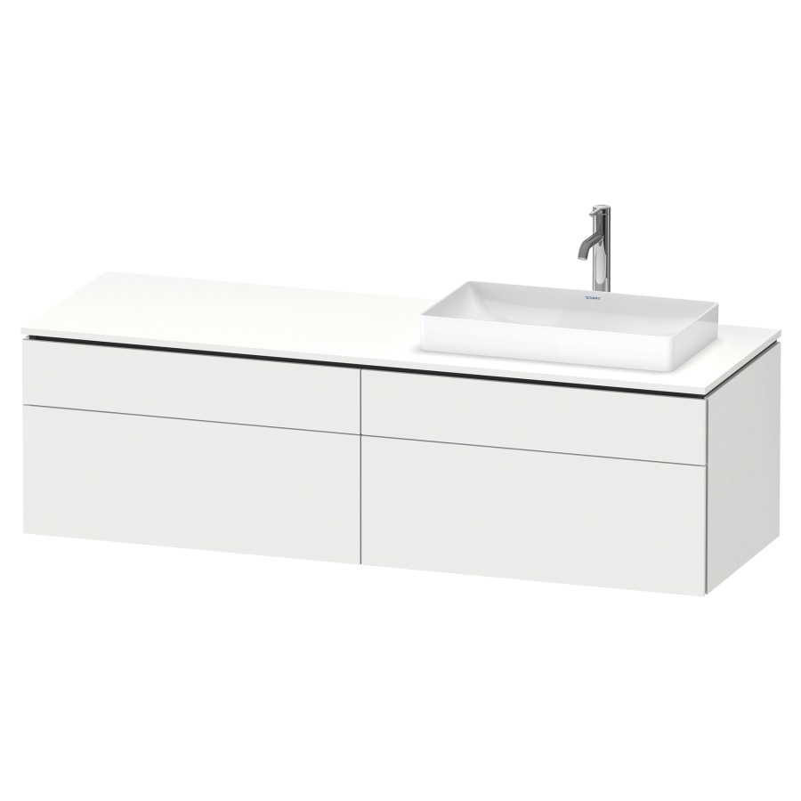 Élément inférieur L-CUBE
162,0 x 48,2 x 55,0 cm
suspendu, 2 éléments à chacun
2 tiroirs, pour lavabo
à droite, découpe de siphon
inclus