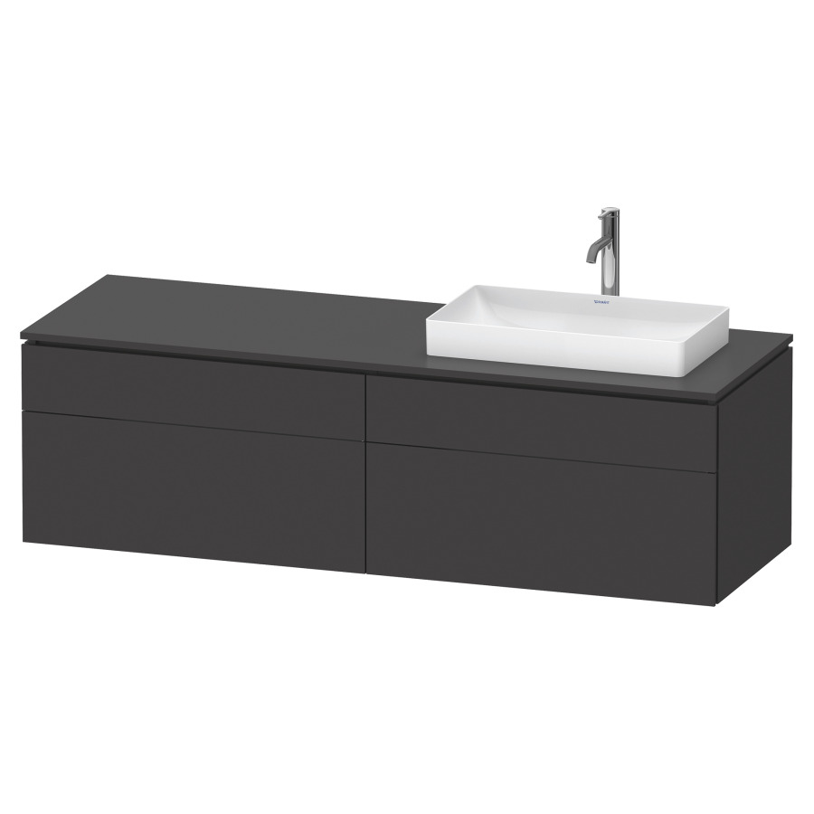 Élément inférieur L-CUBE
162,0 x 48,2 x 55,0 cm
suspendu, 2 éléments à chacun
2 tiroirs, pour lavabo
à droite, découpe de siphon
inclus