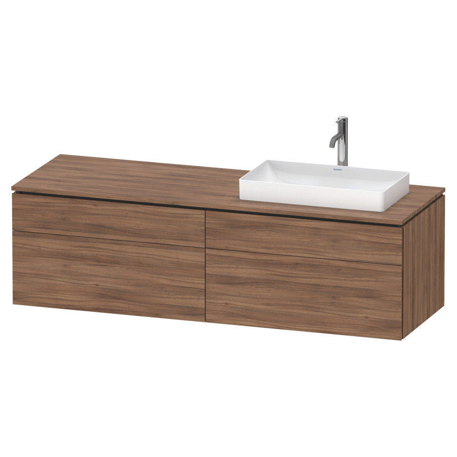 Élément inférieur L-CUBE
162,0 x 48,2 x 55,0 cm
suspendu, 2 éléments à chacun
2 tiroirs, pour lavabo
à droite, découpe de siphon
inclus