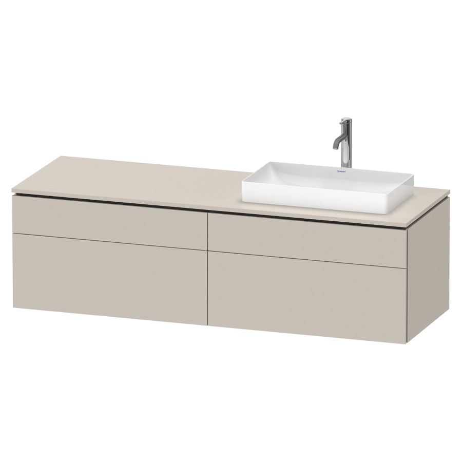 Élément inférieur L-CUBE
162,0 x 48,2 x 55,0 cm
suspendu, 2 éléments à chacun
2 tiroirs, pour lavabo
à droite, découpe de siphon
inclus