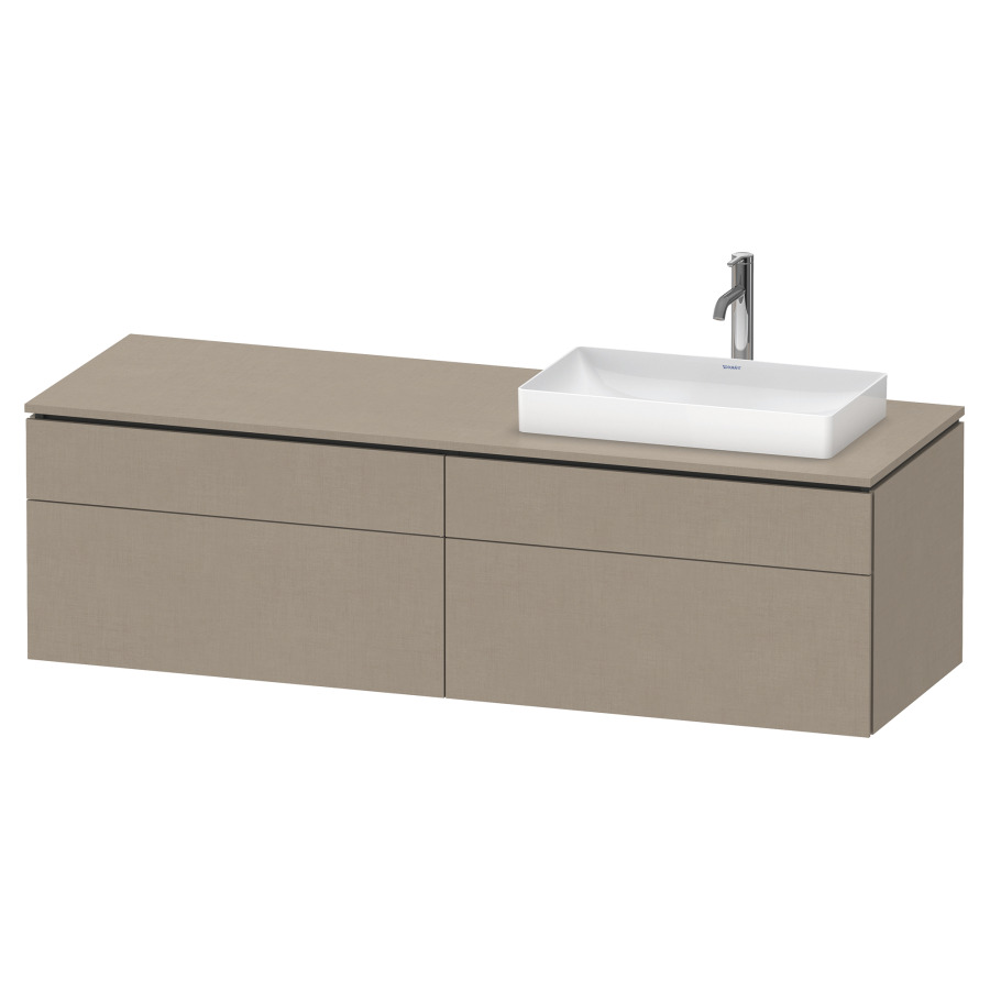 Élément inférieur L-CUBE
162,0 x 48,2 x 55,0 cm
suspendu, 2 éléments à chacun
2 tiroirs, pour lavabo
à droite, découpe de siphon
inclus