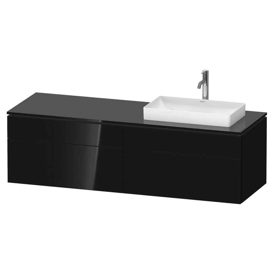 Élément inférieur L-CUBE
162,0 x 48,2 x 55,0 cm
suspendu, 2 éléments à chacun
2 tiroirs, pour lavabo
à droite, découpe de siphon
inclus