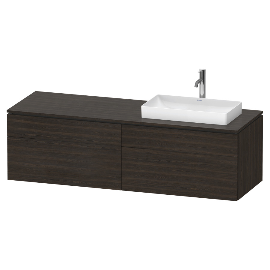 Élément inférieur L-CUBE
162,0 x 48,2 x 55,0 cm
suspendu, 2 éléments à chacun
2 tiroirs, pour lavabo
à droite, découpe de siphon
inclus