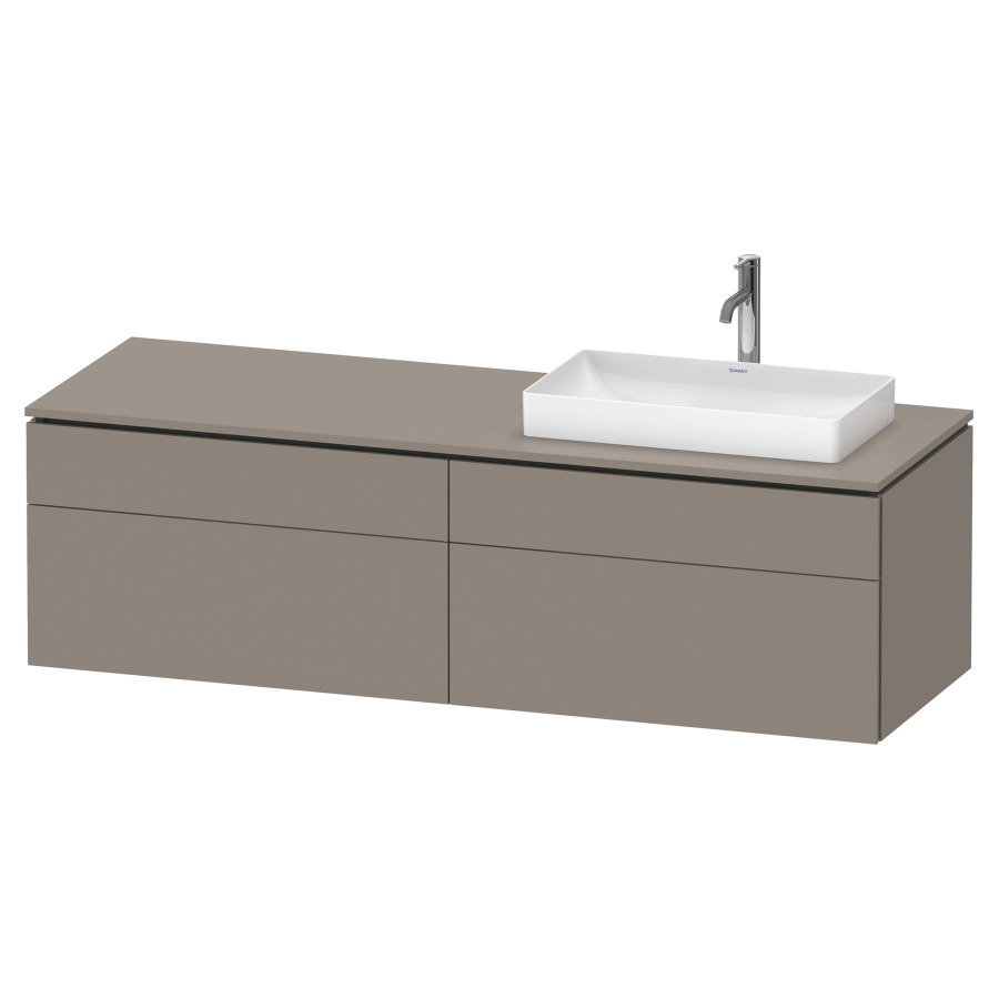 Élément inférieur L-CUBE
162,0 x 48,2 x 55,0 cm
suspendu, 2 éléments à chacun
2 tiroirs, pour lavabo
à droite, découpe de siphon
inclus