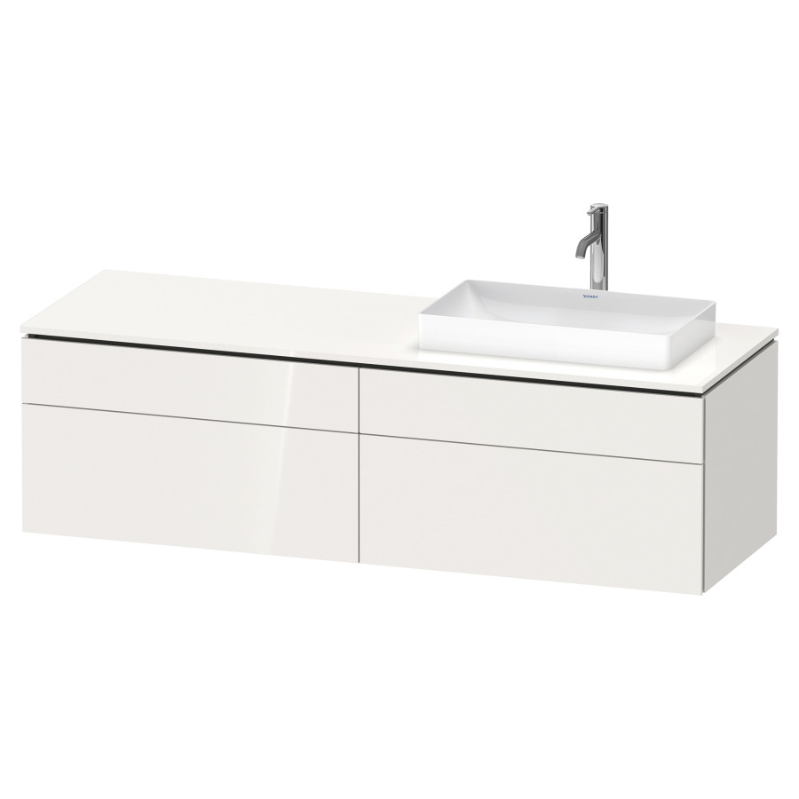 Élément inférieur L-CUBE
162,0 x 48,2 x 55,0 cm
suspendu, 2 éléments à chacun
2 tiroirs, pour lavabo
à droite, découpe de siphon
inclus