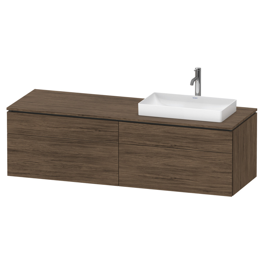 Élément inférieur L-CUBE
162,0 x 48,2 x 55,0 cm
suspendu, 2 éléments à chacun
2 tiroirs, pour lavabo
à droite, découpe de siphon
inclus