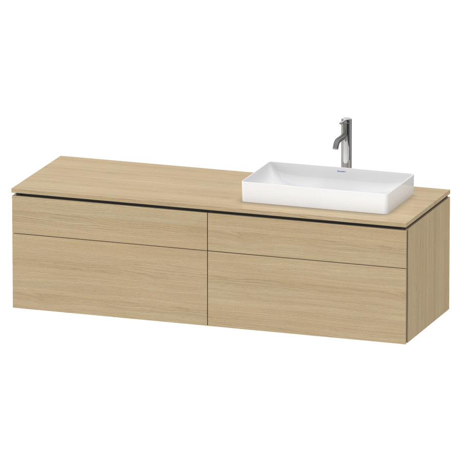 Élément inférieur L-CUBE
162,0 x 48,2 x 55,0 cm
suspendu, 2 éléments à chacun
2 tiroirs, pour lavabo
à droite, découpe de siphon
inclus