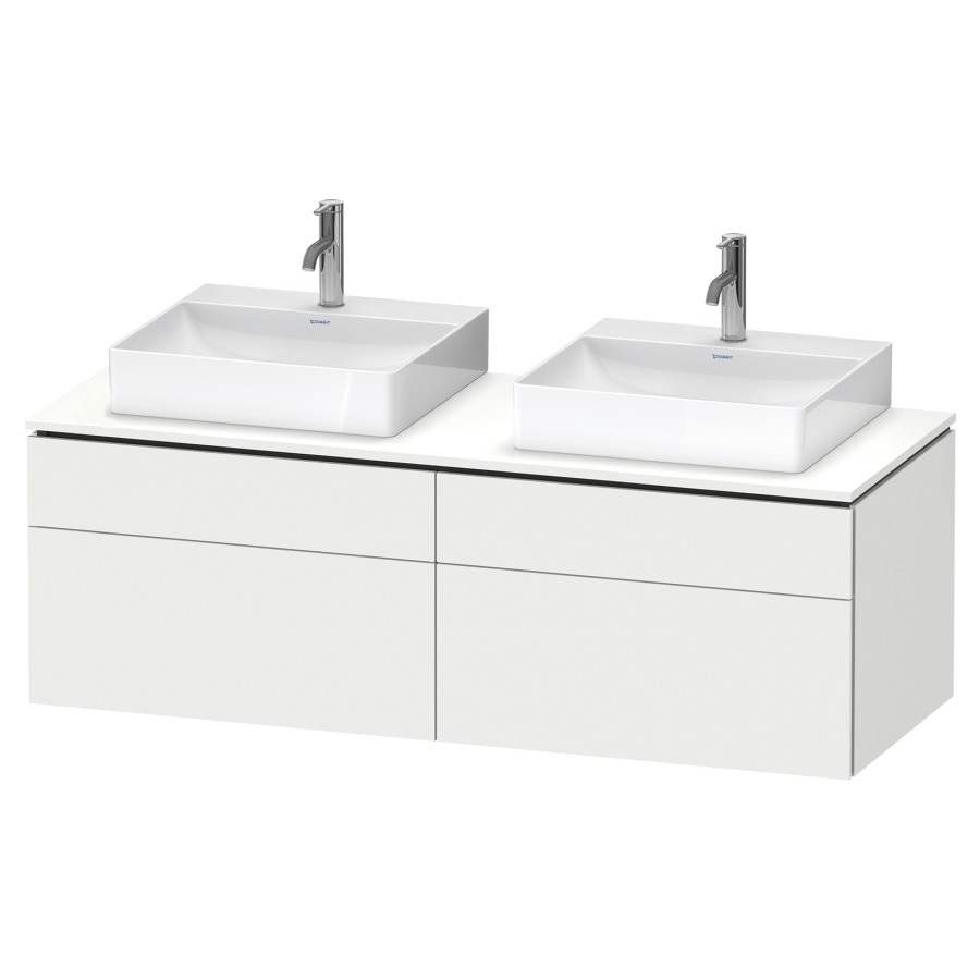 Élément inférieur L-CUBE
142,0 x 48,2 x 55,0 cm
suspendu, 2 éléments à chacun
2 tiroirs, pour 2 lavabos
découpe de siphon inclus