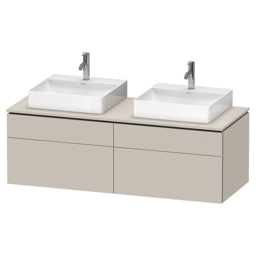 Élément inférieur L-CUBE
142,0 x 48,2 x 55,0 cm
suspendu, 2 éléments à chacun
2 tiroirs, pour 2 lavabos
découpe de siphon inclus