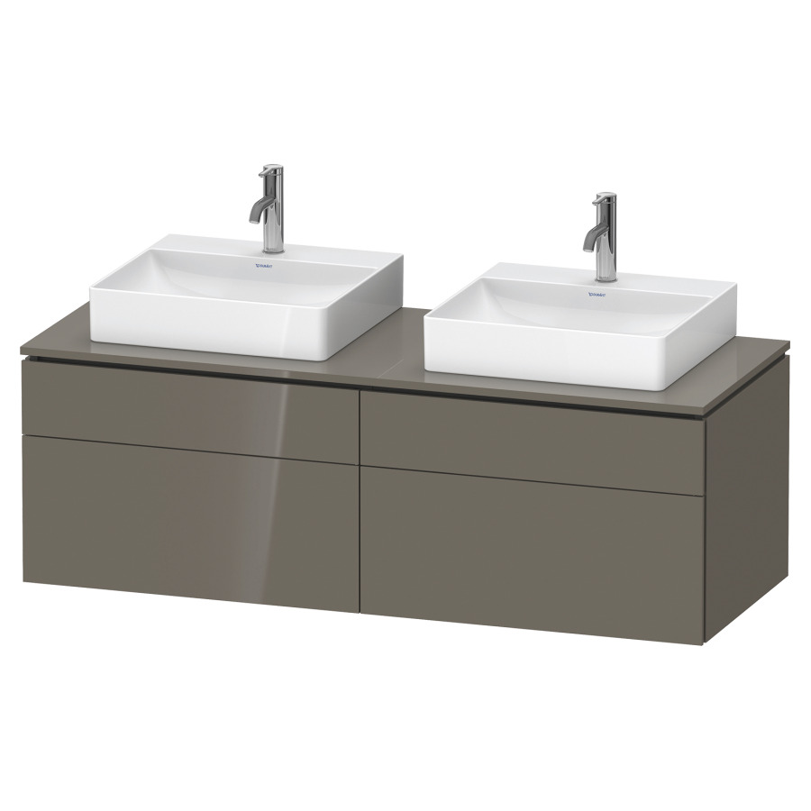 Élément inférieur L-CUBE
142,0 x 48,2 x 55,0 cm
suspendu, 2 éléments à chacun
2 tiroirs, pour 2 lavabos
découpe de siphon inclus