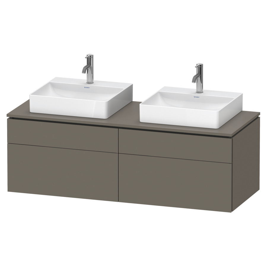 Élément inférieur L-CUBE
142,0 x 48,2 x 55,0 cm
suspendu, 2 éléments à chacun
2 tiroirs, pour 2 lavabos
découpe de siphon inclus
