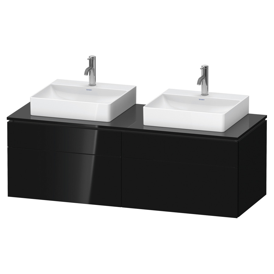 Élément inférieur L-CUBE
142,0 x 48,2 x 55,0 cm
suspendu, 2 éléments à chacun
2 tiroirs, pour 2 lavabos
découpe de siphon inclus