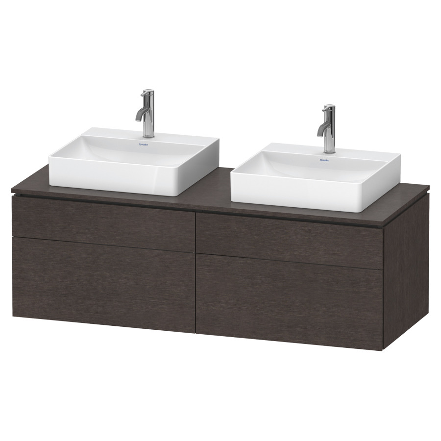 Élément inférieur L-CUBE
142,0 x 48,2 x 55,0 cm
suspendu, 2 éléments à chacun
2 tiroirs, pour 2 lavabos
découpe de siphon inclus