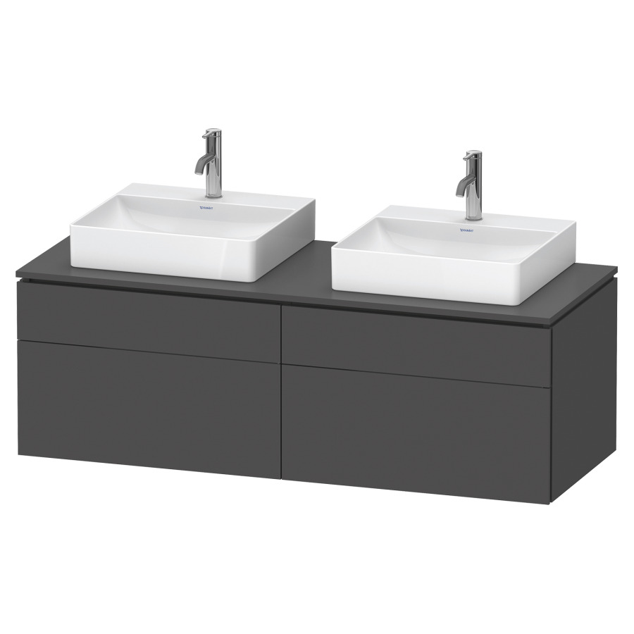 Élément inférieur L-CUBE
142,0 x 48,2 x 55,0 cm
suspendu, 2 éléments à chacun
2 tiroirs, pour 2 lavabos
découpe de siphon inclus