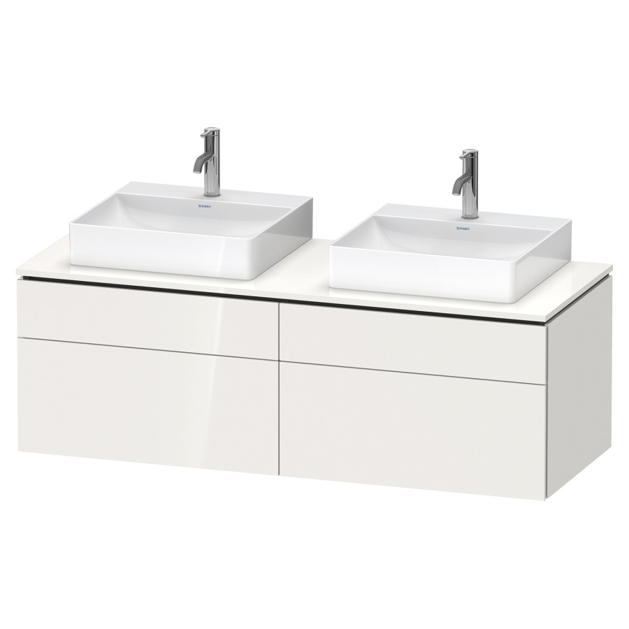 Élément inférieur L-CUBE
142,0 x 48,2 x 55,0 cm
suspendu, 2 éléments à chacun
2 tiroirs, pour 2 lavabos
découpe de siphon inclus