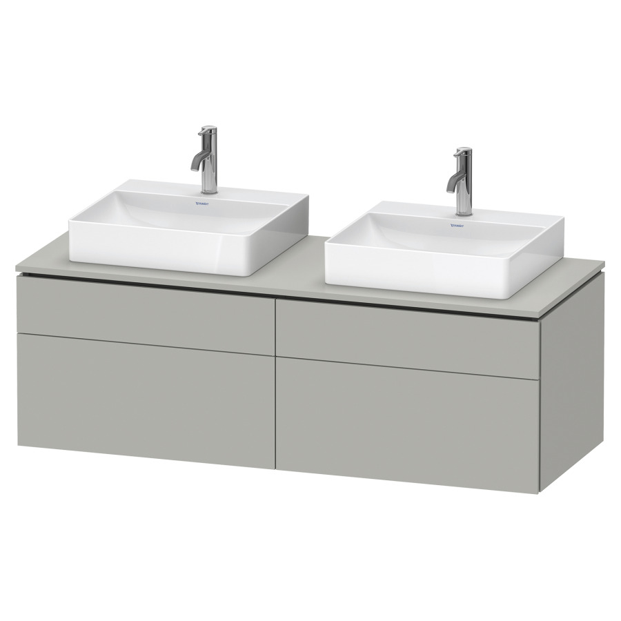 Élément inférieur L-CUBE
142,0 x 48,2 x 55,0 cm
suspendu, 2 éléments à chacun
2 tiroirs, pour 2 lavabos
découpe de siphon inclus