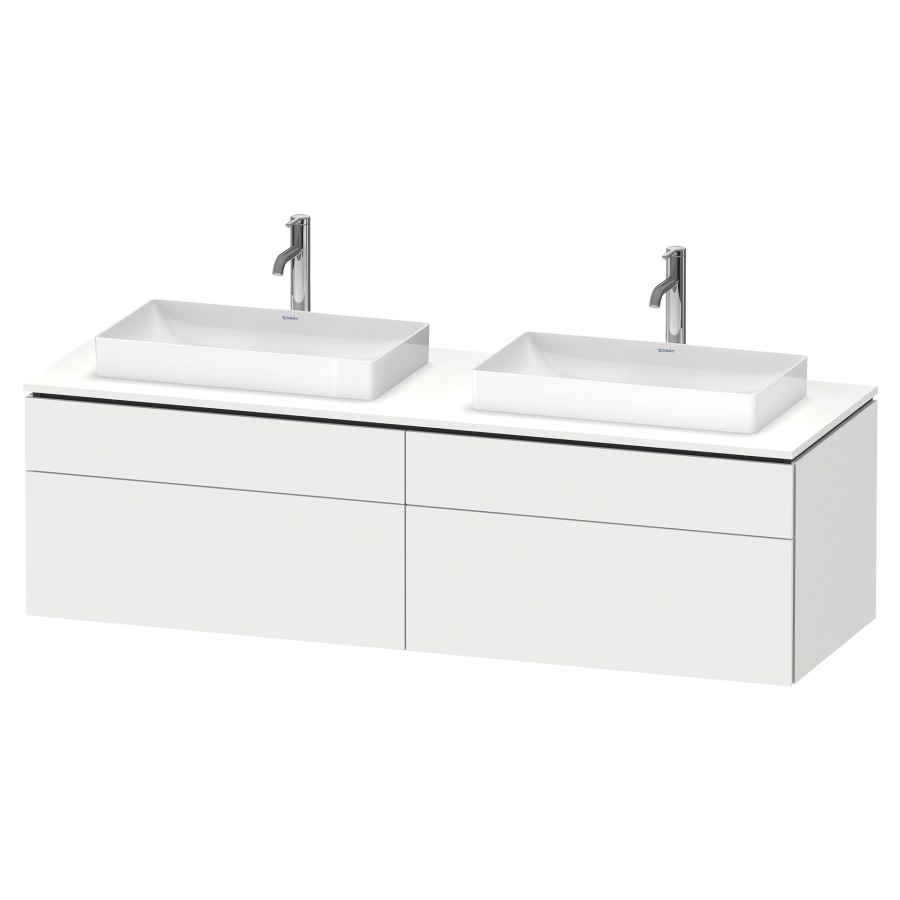 Élément inférieur L-CUBE
162,0 x 48,2 x 55,0 cm
suspendu, 2 éléments à chacun
2 tiroirs, pour 2 lavabos
découpe de siphon inclus