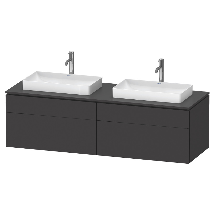 Élément inférieur L-CUBE
162,0 x 48,2 x 55,0 cm
suspendu, 2 éléments à chacun
2 tiroirs, pour 2 lavabos
découpe de siphon inclus