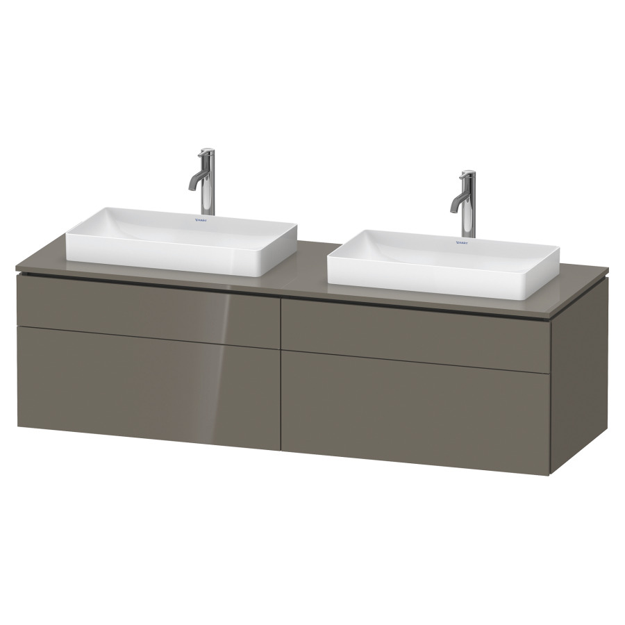 Élément inférieur L-CUBE
162,0 x 48,2 x 55,0 cm
suspendu, 2 éléments à chacun
2 tiroirs, pour 2 lavabos
découpe de siphon inclus