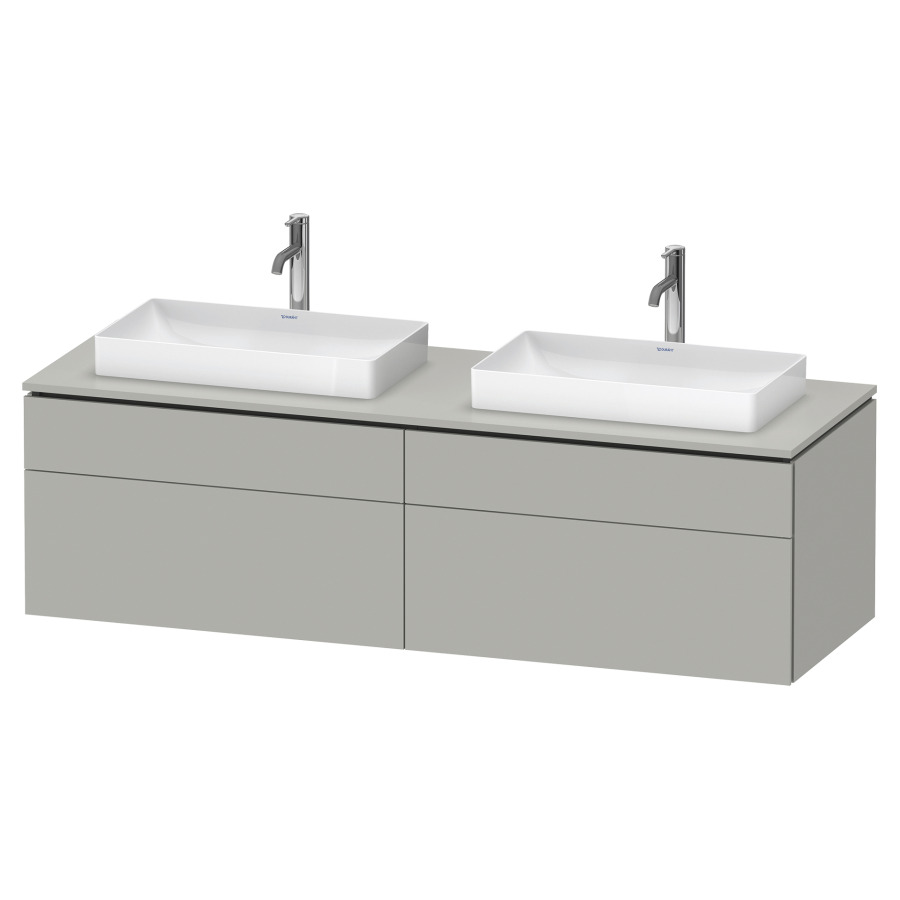Élément inférieur L-CUBE
162,0 x 48,2 x 55,0 cm
suspendu, 2 éléments à chacun
2 tiroirs, pour 2 lavabos
découpe de siphon inclus