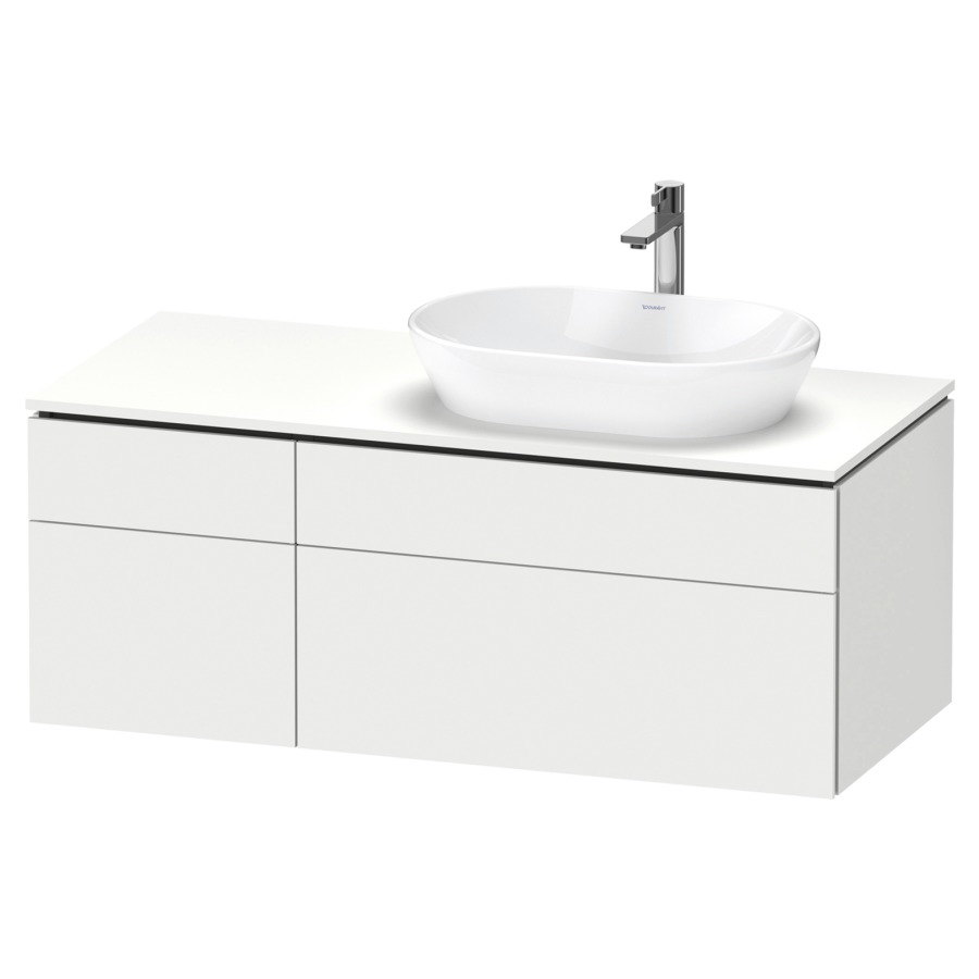 Élément inférieur L-CUBE
122,0 x 48,2 x 55,0 cm
suspendu, 2 éléments à chacun
2 tiroirs, pour lavabo
à droite, découpe de siphon
inclus