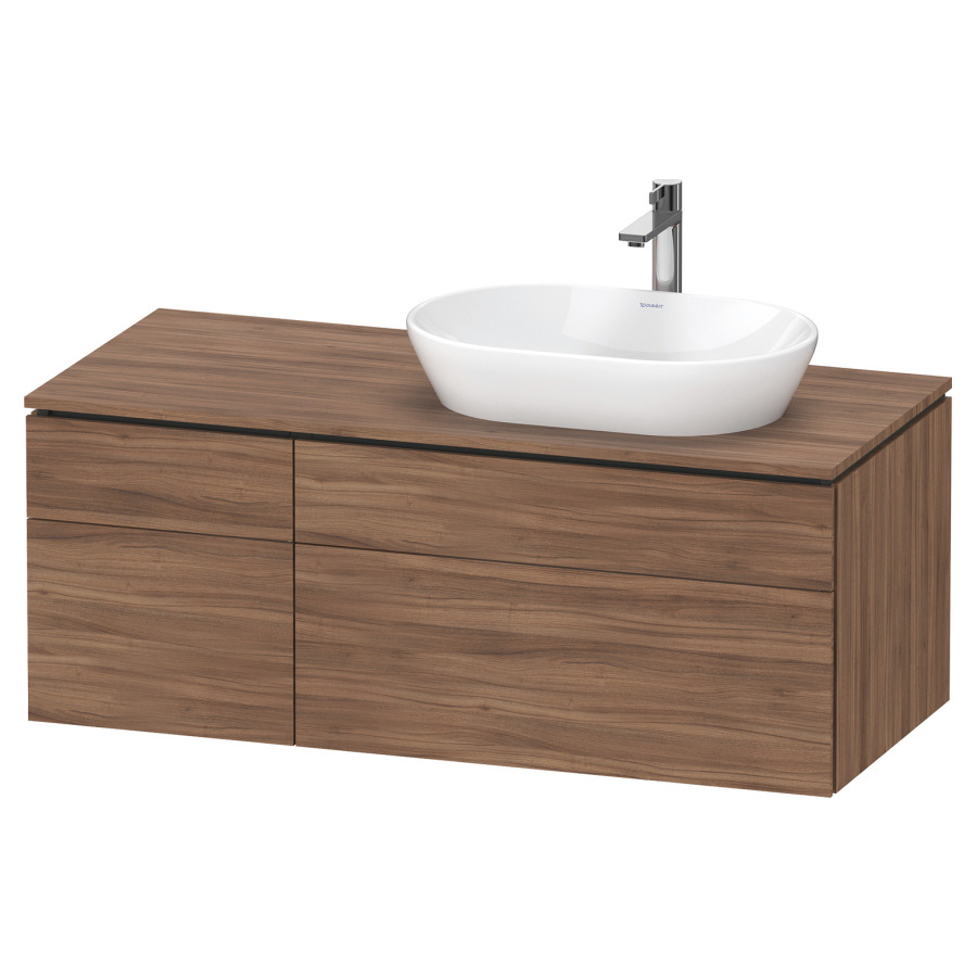 Élément inférieur L-CUBE
122,0 x 48,2 x 55,0 cm
suspendu, 2 éléments à chacun
2 tiroirs, pour lavabo
à droite, découpe de siphon
inclus