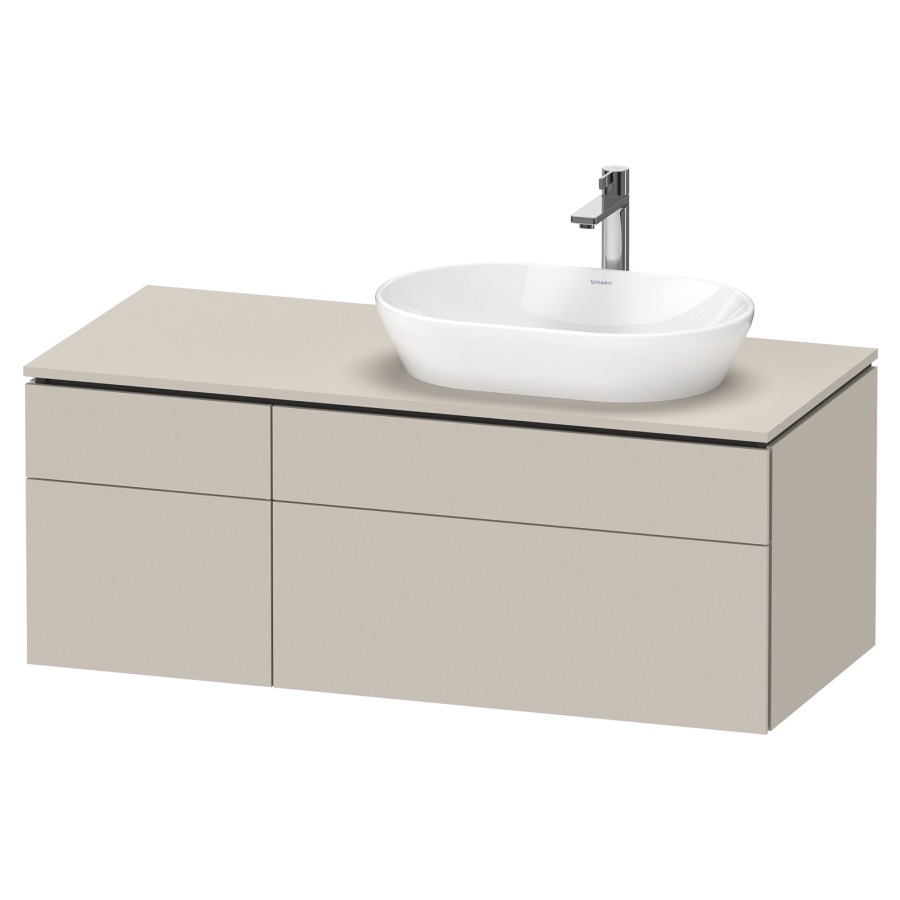 Élément inférieur L-CUBE
122,0 x 48,2 x 55,0 cm
suspendu, 2 éléments à chacun
2 tiroirs, pour lavabo
à droite, découpe de siphon
inclus