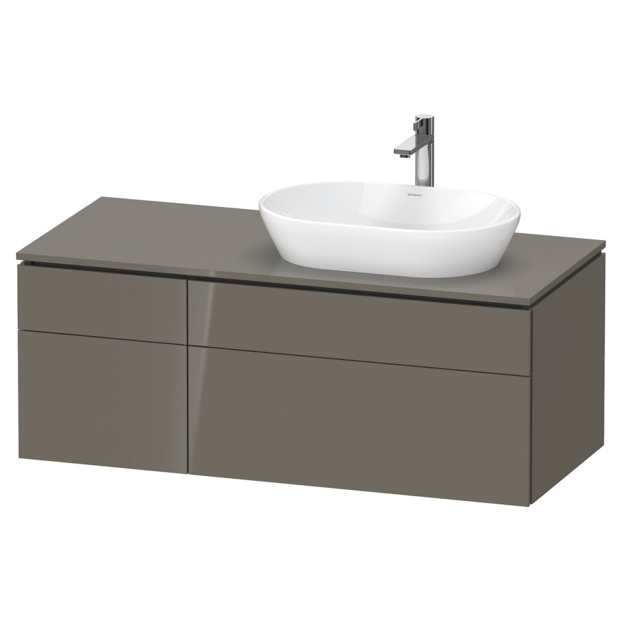 Élément inférieur L-CUBE
122,0 x 48,2 x 55,0 cm
suspendu, 2 éléments à chacun
2 tiroirs, pour lavabo
à droite, découpe de siphon
inclus